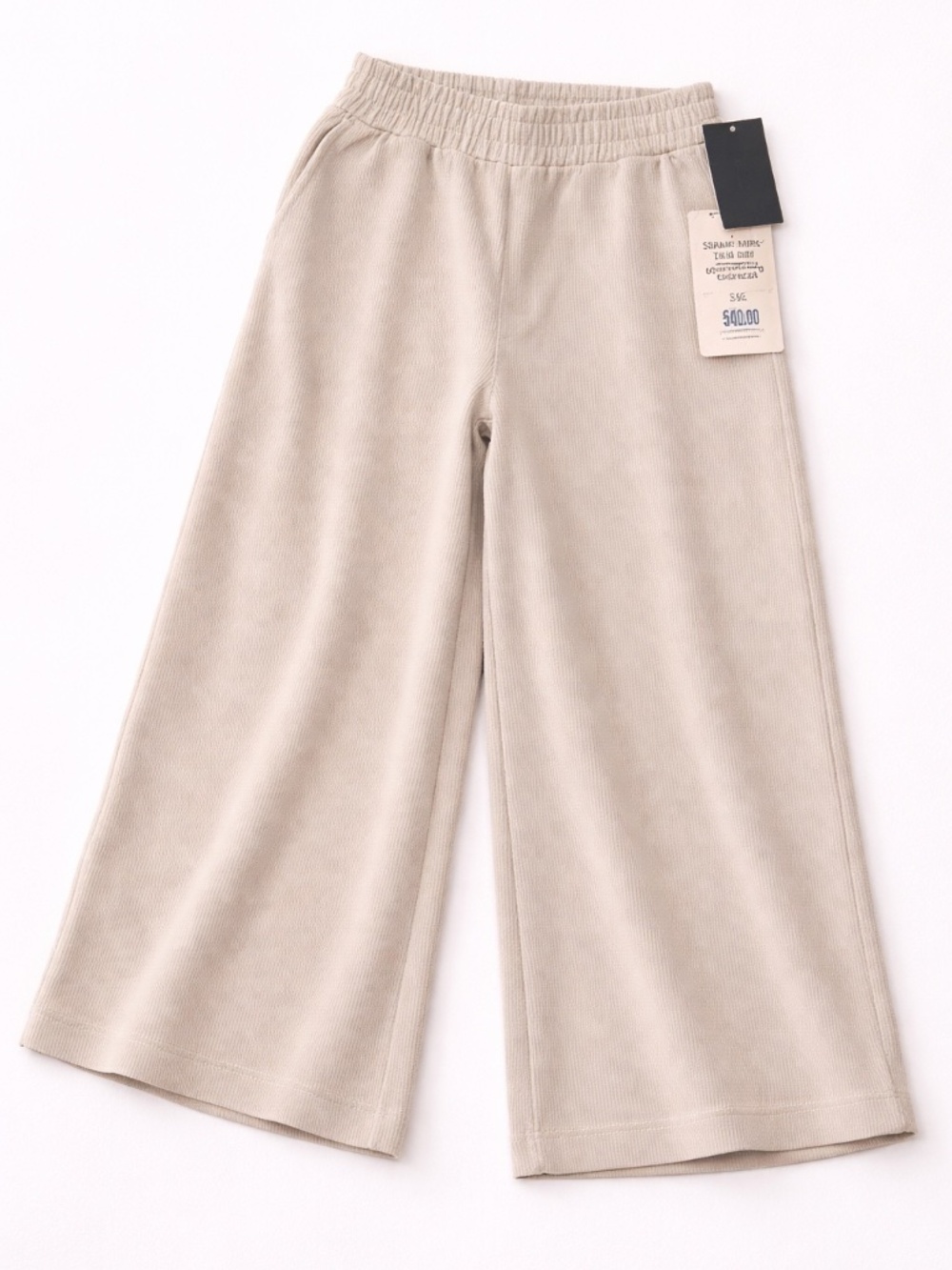 Danskin Scuba Rib Gaucho Pants XS Wide Leg Cropped Beige Pull On Athleisure NWT